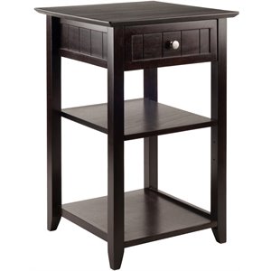 Pemberly Row 2 Shelf Transitional Solid Wood Printer Stand in Coffee