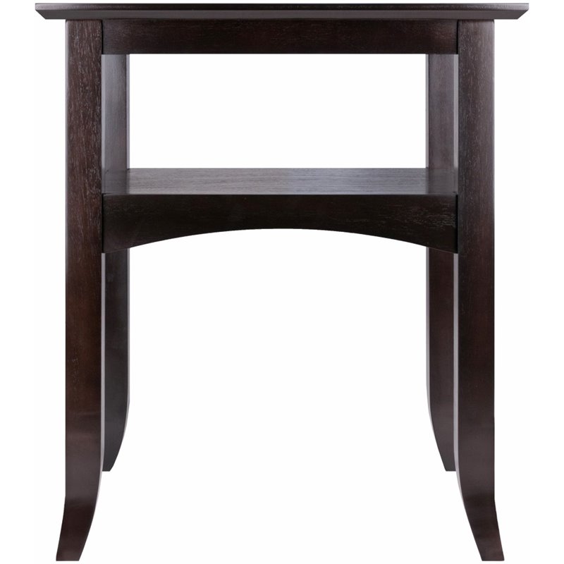 Pemberly Row Flared Leg Transitional Solid Wood End Table in Coffee
