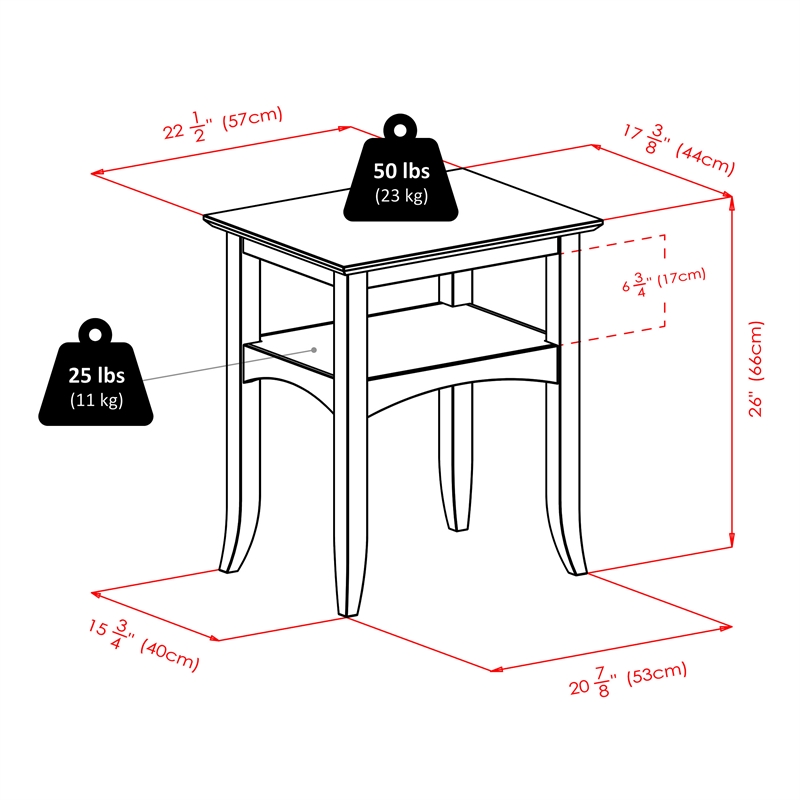 Pemberly Row Flared Leg Transitional Solid Wood End Table in Coffee