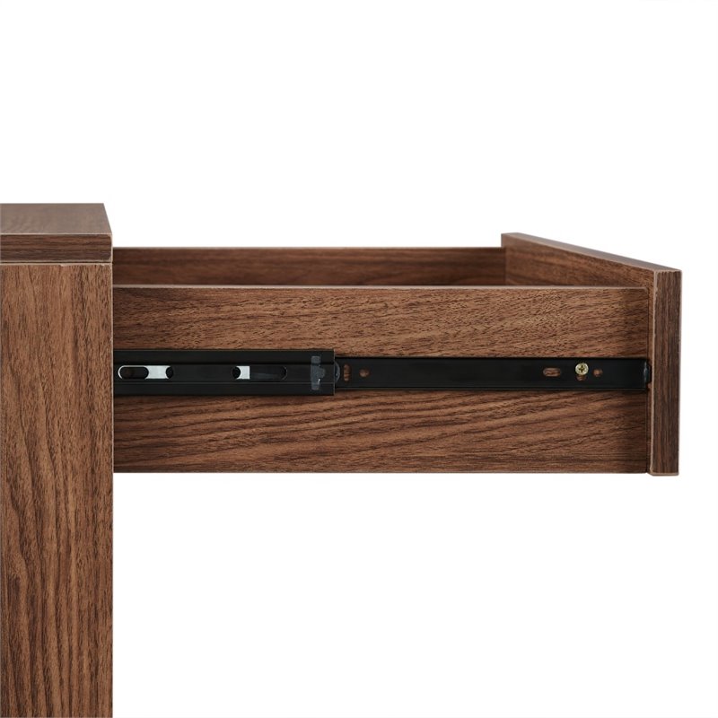 Pemberly Row 1 Particle Board Wood Drawer End Table in Walnut