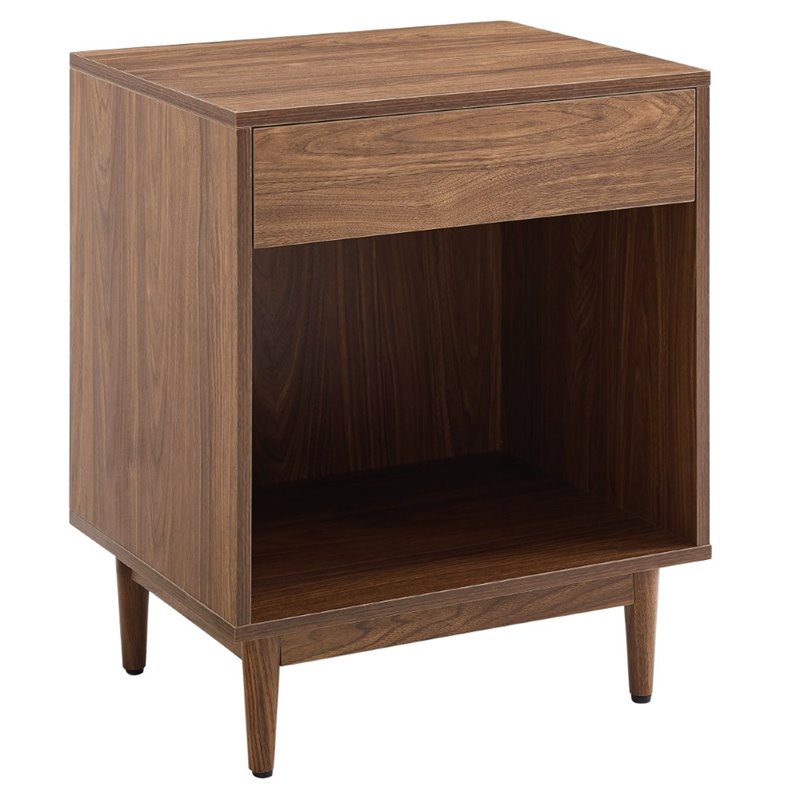 Pemberly Row 1 Particle Board Wood Drawer End Table in Walnut