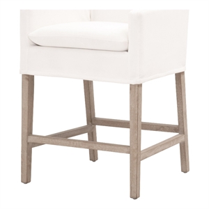 Pemberly Row Contemporary 27.5&quot Fabric Counter Stool in White