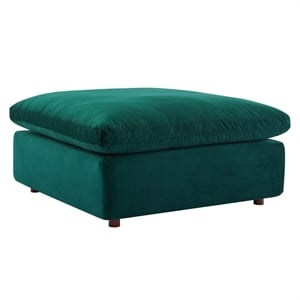 Pemberly Row Down Filled Overstuffed Performance Velvet Ottoman in Green
