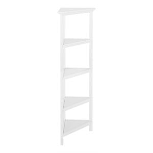 Pemberly Row 4-tier Corner Traditional Wooden Bookcase in White