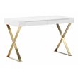 Pemberley Row High Gloss Lacquer White/Gold Desk Rectangular 47