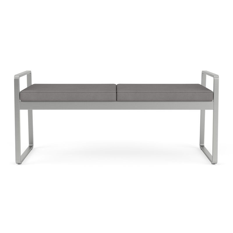 Pemberly Row Polyurethane 2-Seat Bench in Silver/Castillo Metal