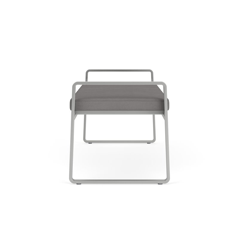 Pemberly Row Polyurethane 2-Seat Bench in Silver/Castillo Metal