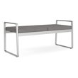 Pemberly Row Polyurethane 2-Seat Bench in Silver/Castillo Metal