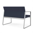 Pemberly Row Polyurethane Reception Loveseat in Silver/Castillo Batik