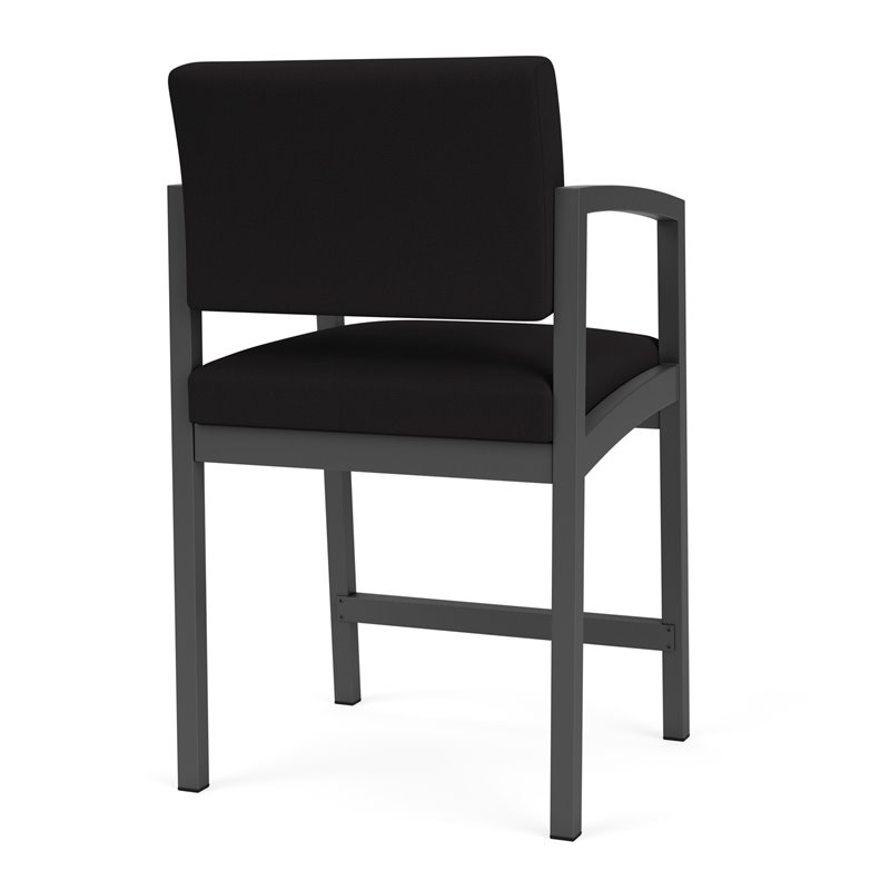 Pemberly Row Modern Fabric Hip Chair in Charcoal/Open House Black
