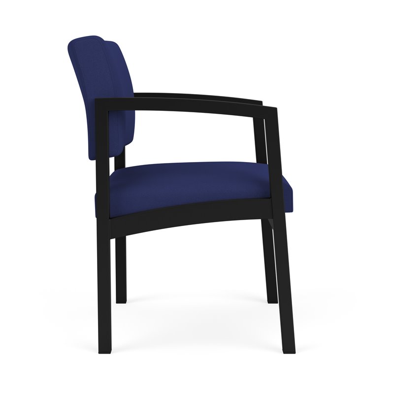 Pemberly Row Modern Fabric Guest Chair in Black/Open House Cobalt