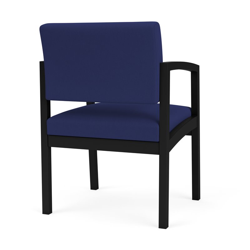 Pemberly Row Modern Fabric Guest Chair in Black/Open House Cobalt