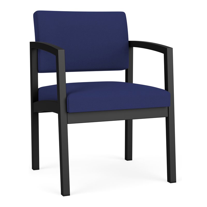 Pemberly Row Modern Fabric Guest Chair in Black/Open House Cobalt