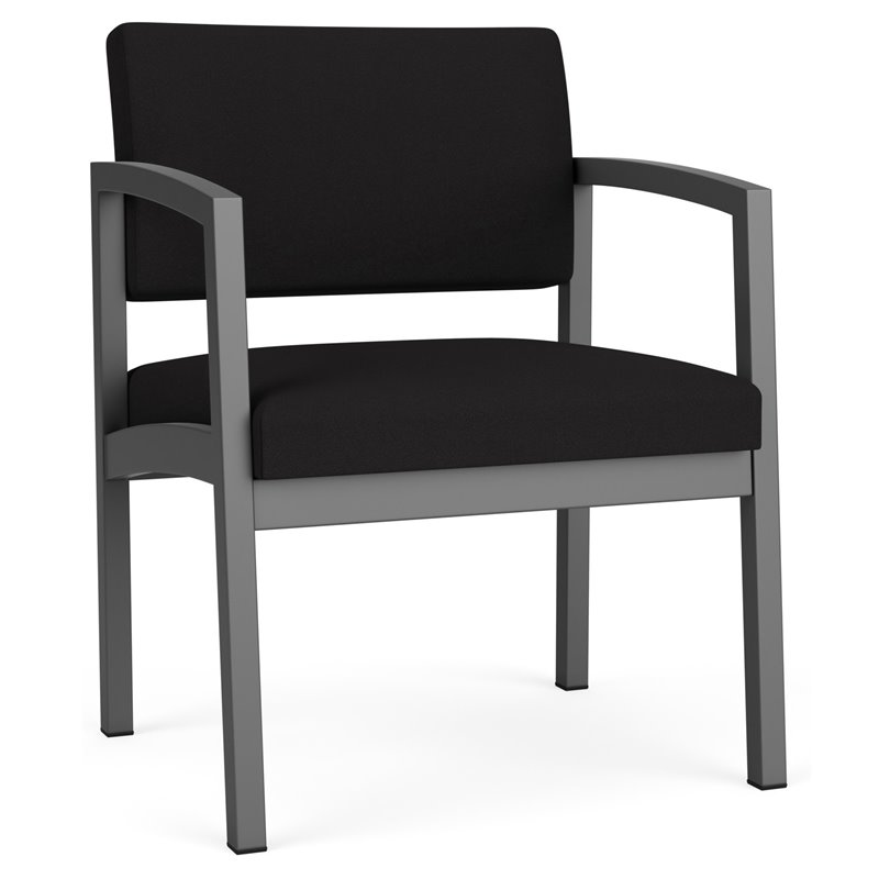 Pemberly Row Fabric Oversize Guest Chair in Charcoal/Open House Black