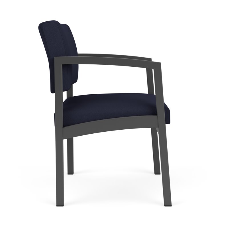 Pemberly Row Fabric Oversize Guest Chair in Charcoal/Open House Navy