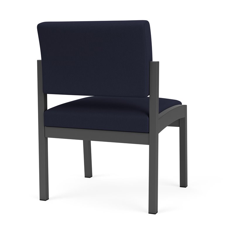 Pemberly Row Fabric Armless Guest Chair in Charcoal/Open House Navy