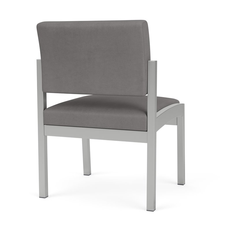 Pemberly Row Polyurethane Armless Guest Chair in Silver/Castillo Metal