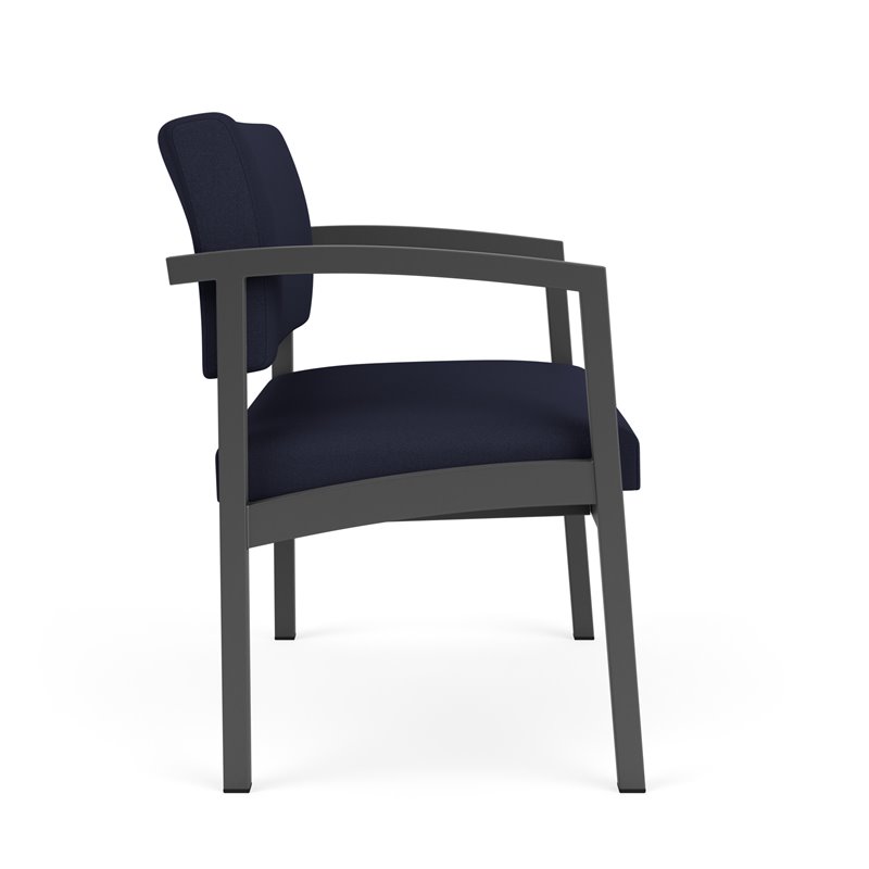 Pemberly Row Fabric Bariatric Chair in Charcoal/Open House Navy