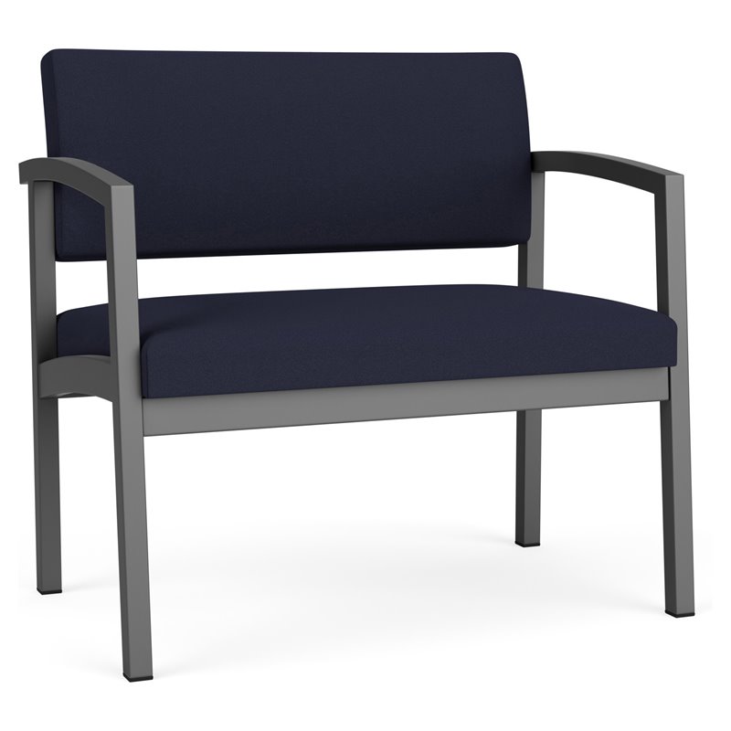 Pemberly Row Fabric Bariatric Chair in Charcoal/Open House Navy