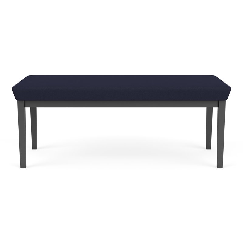 Pemberly Row Fabric 2-Seat Bench in Charcoal/Open House Navy