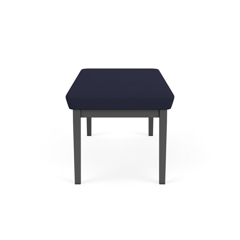 Pemberly Row Fabric 2-Seat Bench in Charcoal/Open House Navy