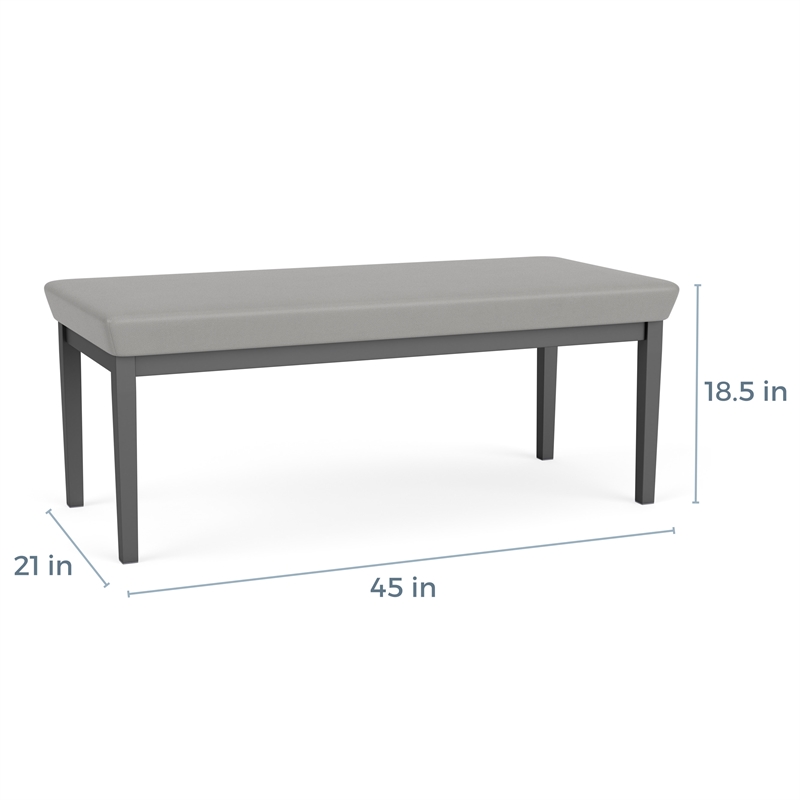 Pemberly Row Fabric 2-Seat Bench in Charcoal/Open House Navy