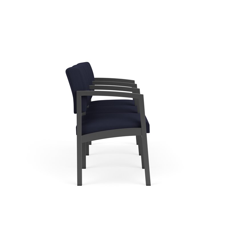 Pemberly Row Fabric 3 Seats Reception Chair in Charcoal/Open House Navy