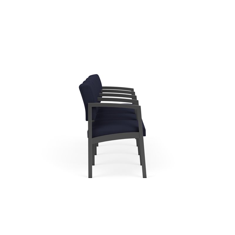 Pemberly Row Fabric 4 Seats Reception Chair in Charcoal/Open House Navy