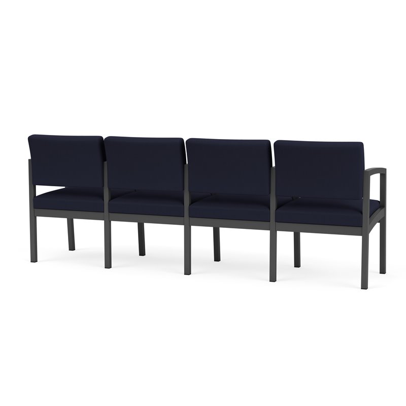 Pemberly Row Fabric 4 Seats Reception Chair in Charcoal/Open House Navy
