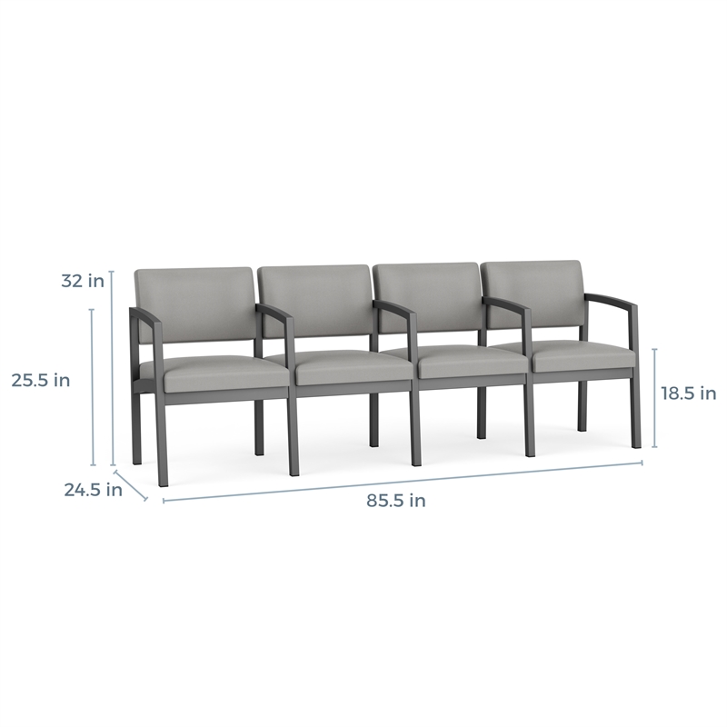 Pemberly Row Fabric 4 Seats Reception Chair in Charcoal/Open House Navy