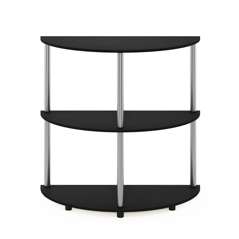 Pemberly Row Turn-N-Tube Engineered Wood Half Round Console Table in Black Oak