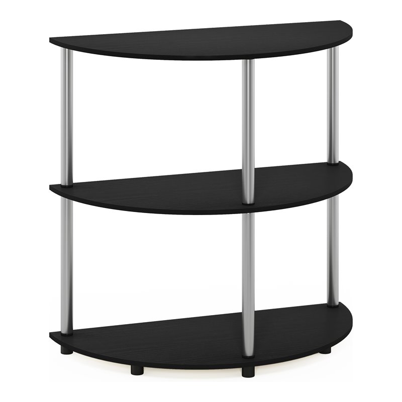 Pemberly Row Turn-N-Tube Engineered Wood Half Round Console Table in Black Oak