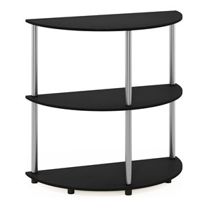 Pemberly Row Turn-N-Tube Engineered Wood Half Round Console Table in Black Oak