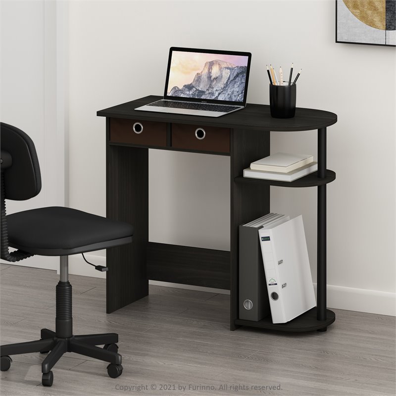 Pemberly Row Wood Home Laptop Notebook Computer Desk in Espresso/Black