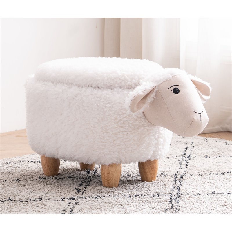 Pemberley Row Fabric White/Natural Ottoman Rectangular Storage 15.75