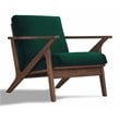 Pemberly Row Solid Wood and Velvet Upholstered Accent Armchair in Green