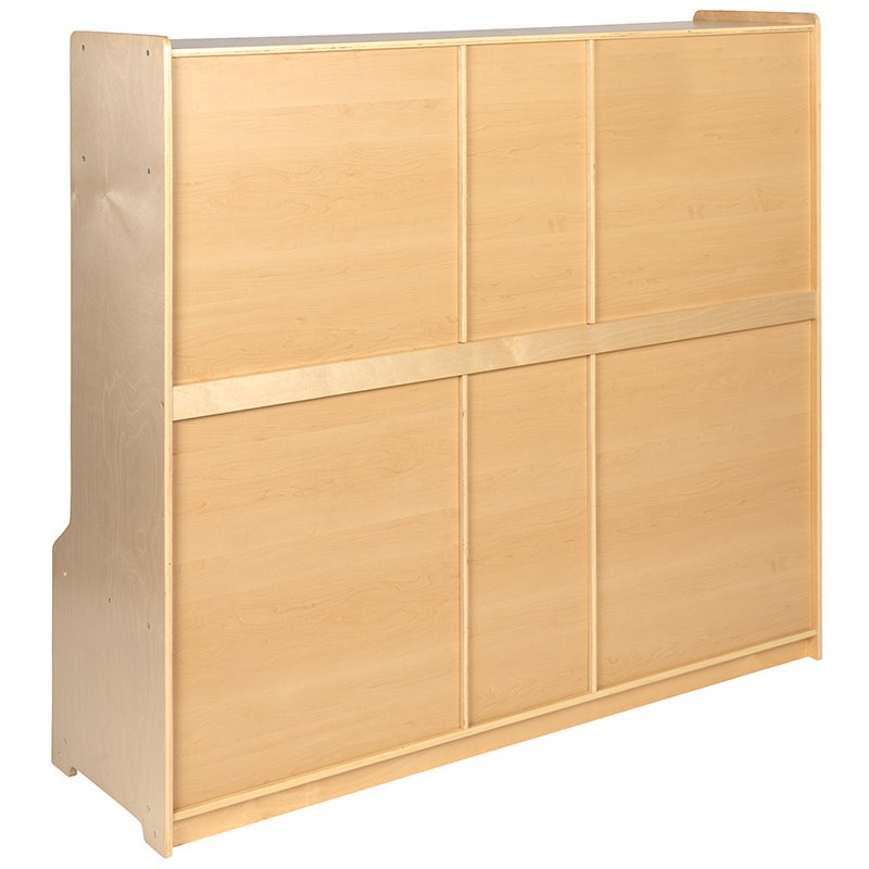 Pemberly Row 5 Section Wood School Coat Locker with Bench in Natural
