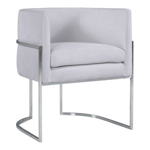 Pemberly Row 19&quot Transitional Velvet Dining Chair in Gray/Silver