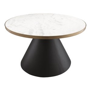 Pemberly Row 16.5&quotH Transitional Marble Coffee Table in White