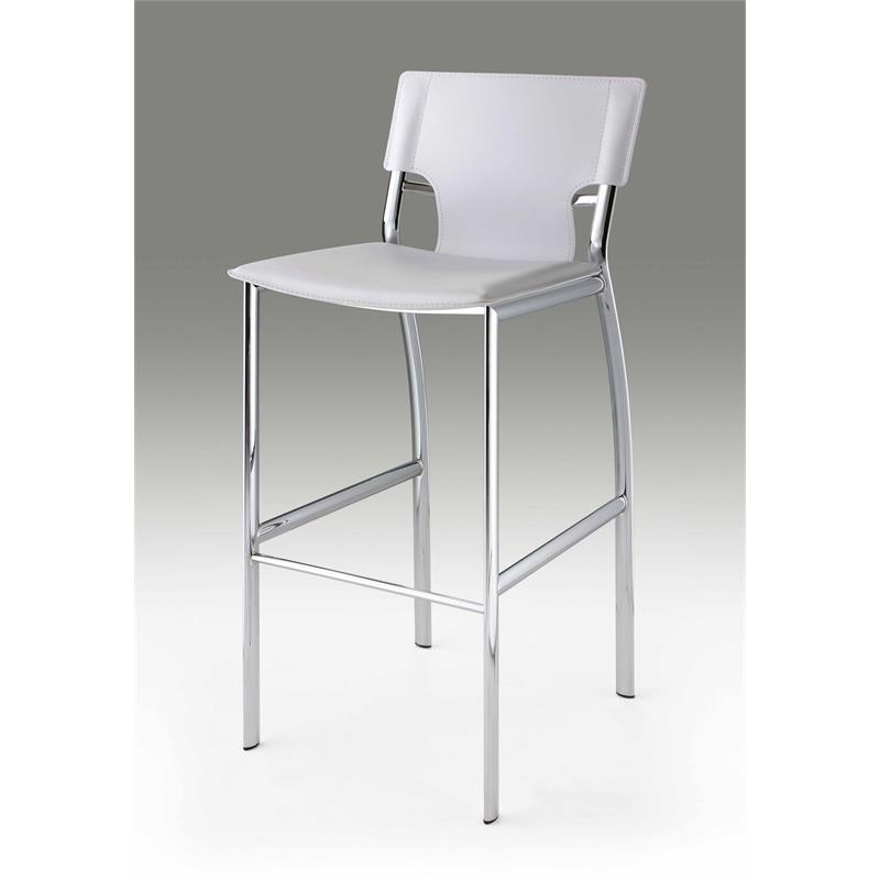 Pemberley Row Leather White Bar Stools Rectangular Contemporary 17