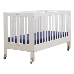Pemberly Row Modern New Zealand Pine Solid Wood Full Size Portable Crib in White