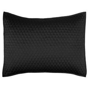Pemberly Row 20x26&quot Diamond Poly Sateen Fabric Standard Sham in Black