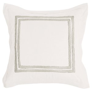 Pemberly Row 26x26&quot Hand-Stitched Embroidered Cotton Euro Sham in Ivory