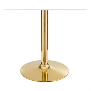 Pemberly Row 28&quot Square Modern Wood & Metal Dining Table in White/Gold