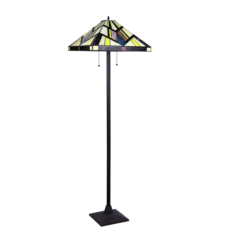 Pemberly Row Modern 2-Light Metal Floor Lamp in Blackish Bronze