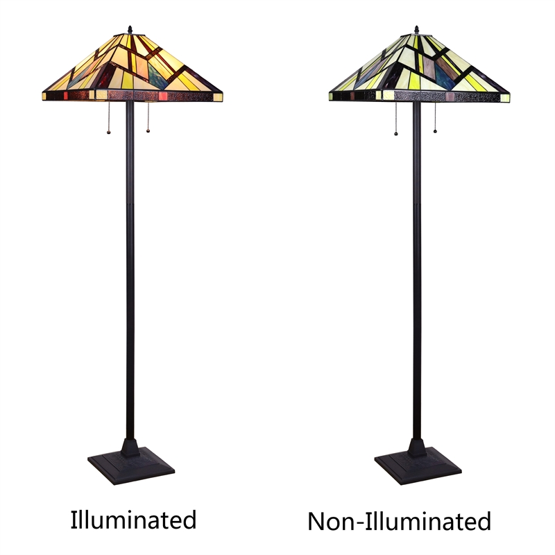 Pemberly Row Modern 2-Light Metal Floor Lamp in Blackish Bronze