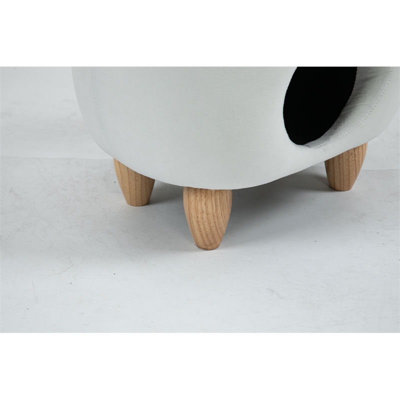 Pemberly Row Cat Condo Fabric Pet House Ottoman in Multi-Color