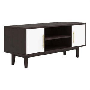 Pemberly Row Wood TV Stand for TVs up to 46&quot in Cappuccino and White