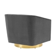 Pemberly Row Performance Velvet Swivel Chair in Gold & Charcoal