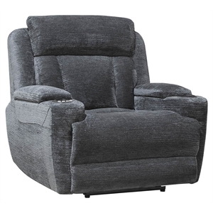 Pemberly Row Modern 42&quotW Fabric Power Recliner in Charcoal